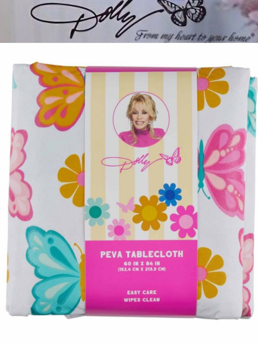 Dolly Parton Butterflies Floral Print PEVA Tablecloth